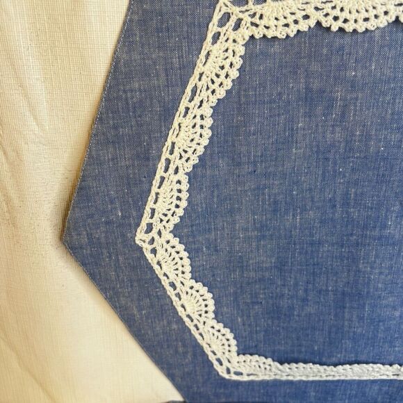 Placemats Set of 4 Lace Trim 100% Cotton Cottage Core Pretty NEW Shabby Chic - Picture 5 of 8